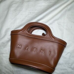 Marni Brown Leather Tote Bag